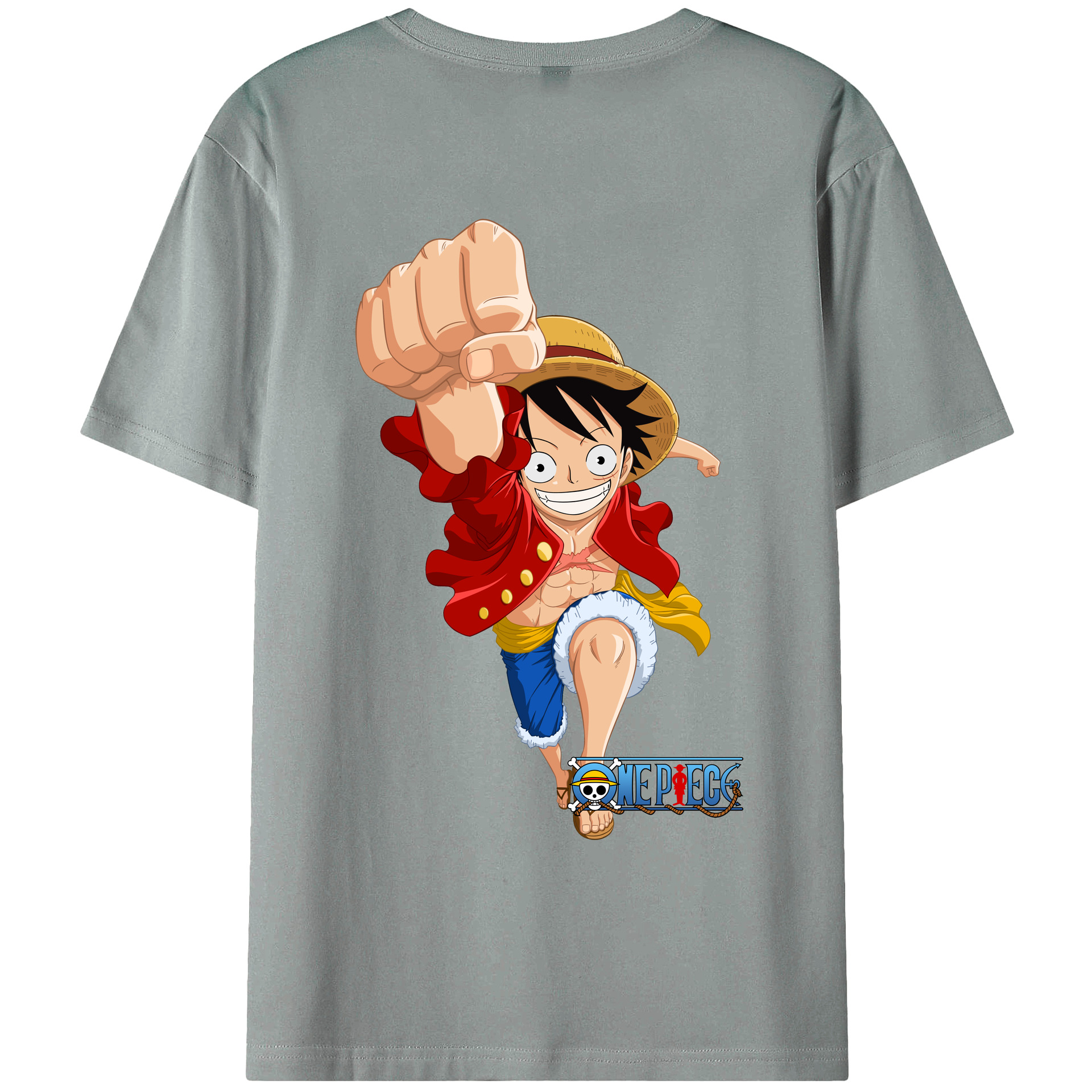 ワンピース モンキー・D・ルフィ ONE PIECE Monkey D. Luffy 綿100％ メンズ半袖Tシャツ（バックプリント） 通気性